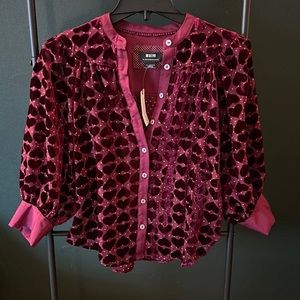 Anthropologie Velvet Burnout Blouse
